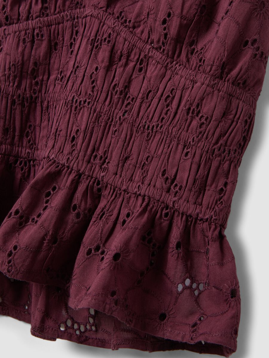 Top viola in puro cotone con scollo all'americana_5