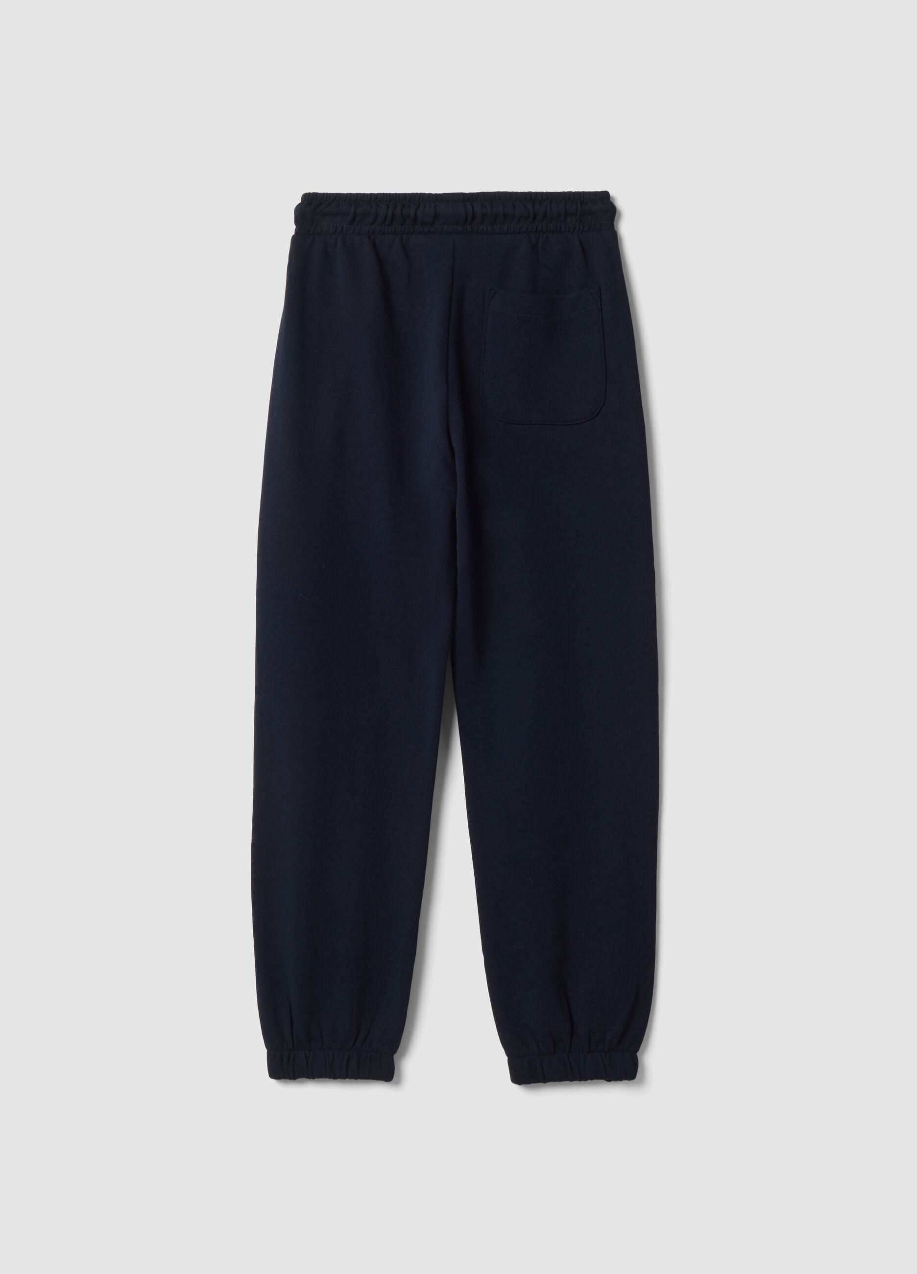 Blue cotton and viscose blend jogger trousers