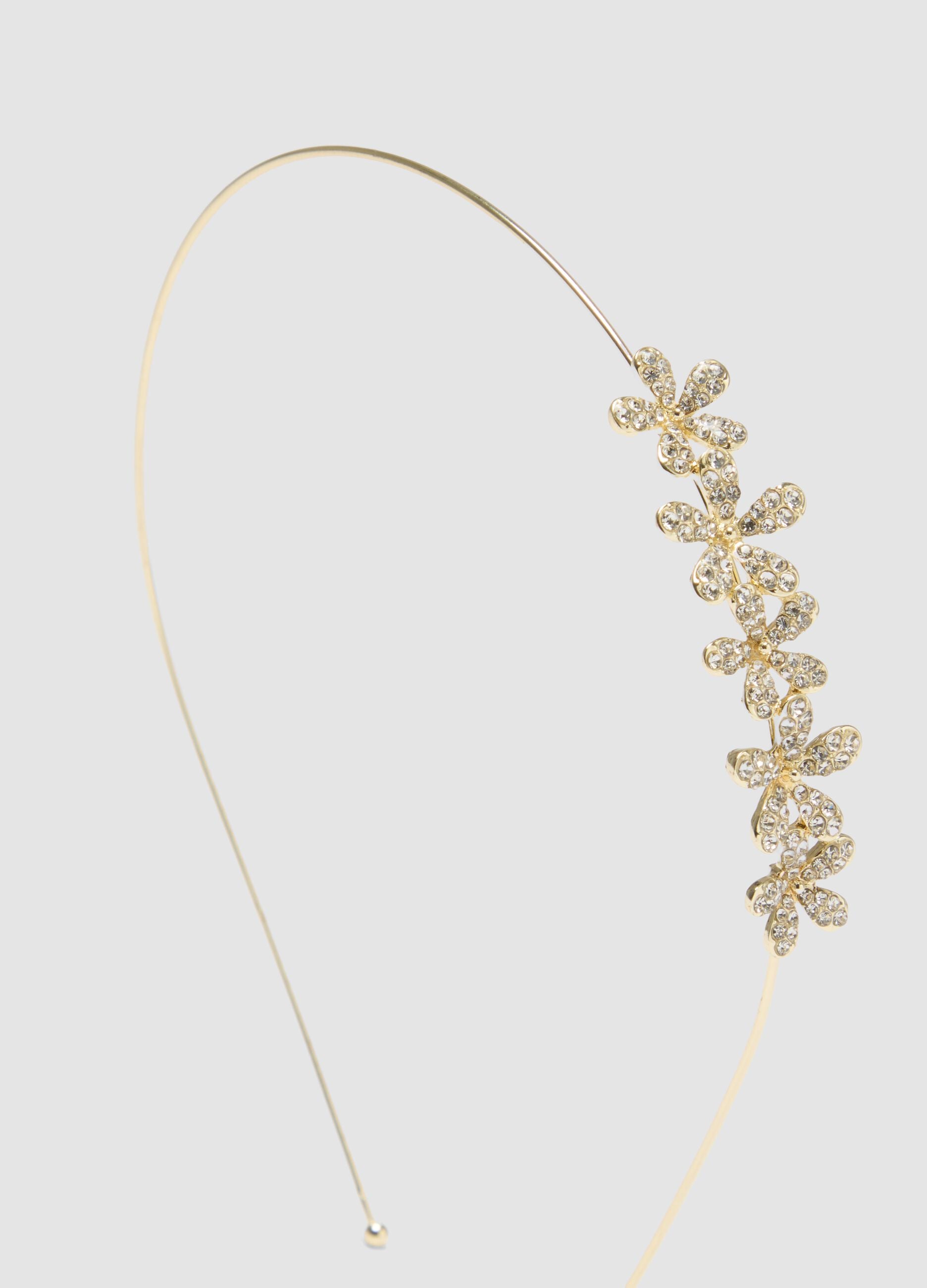 Golden girl's headband with floral decoration