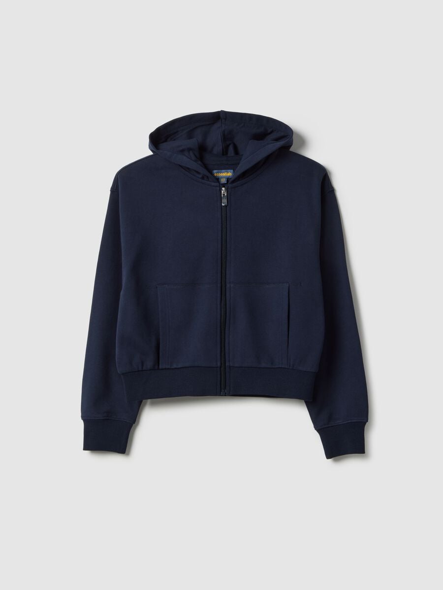 Blue pure cotton hoodie with zip for girls, regular fit_3