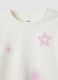 White pure organic cotton T-shirt with star print for girls_2