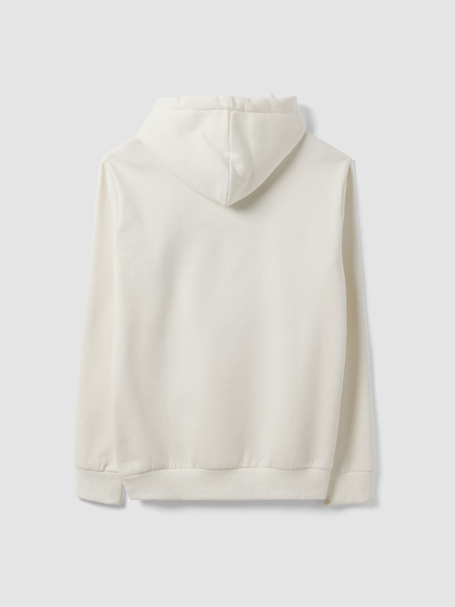 White cotton-blend hoodie with front print_6