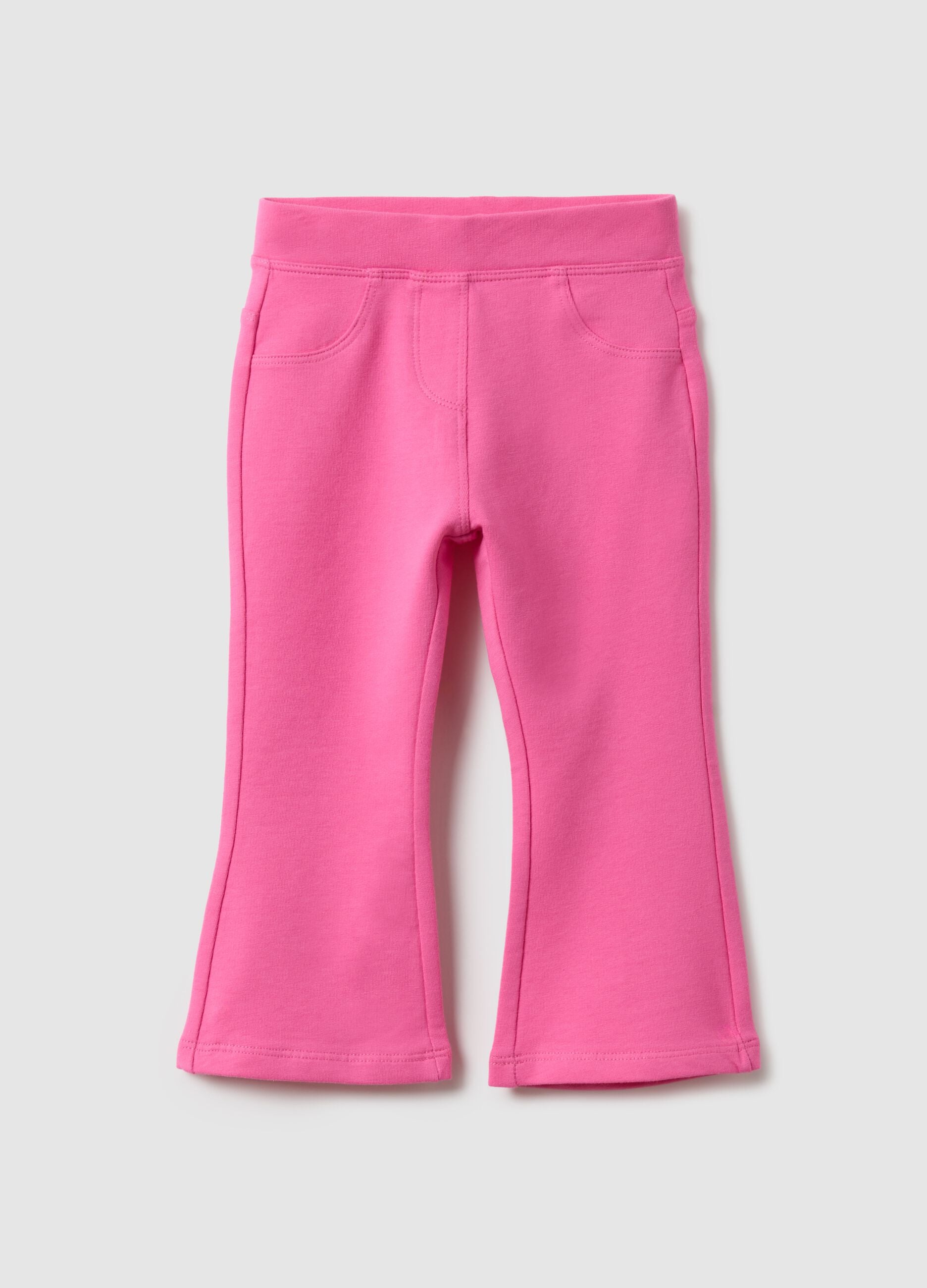 Slim fit pink stretch cotton trousers for girls