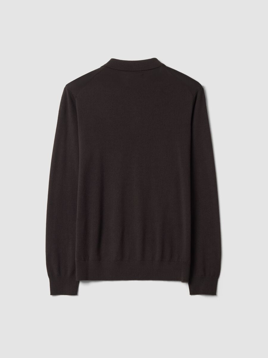 Brown pure merino wool polo jumper with polo collar_2