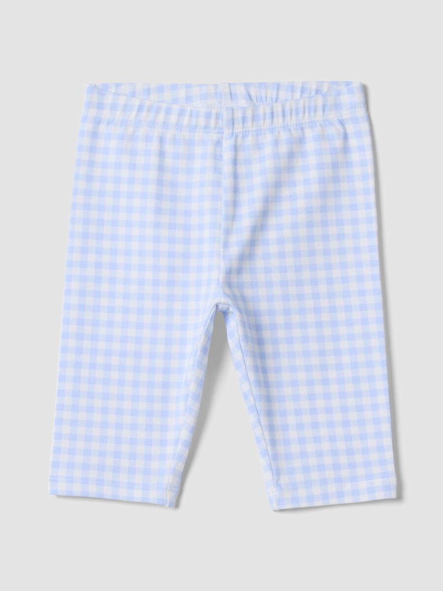 Leggings a quadri multicolor in cotone elasticizzato da bimba slim fit_0