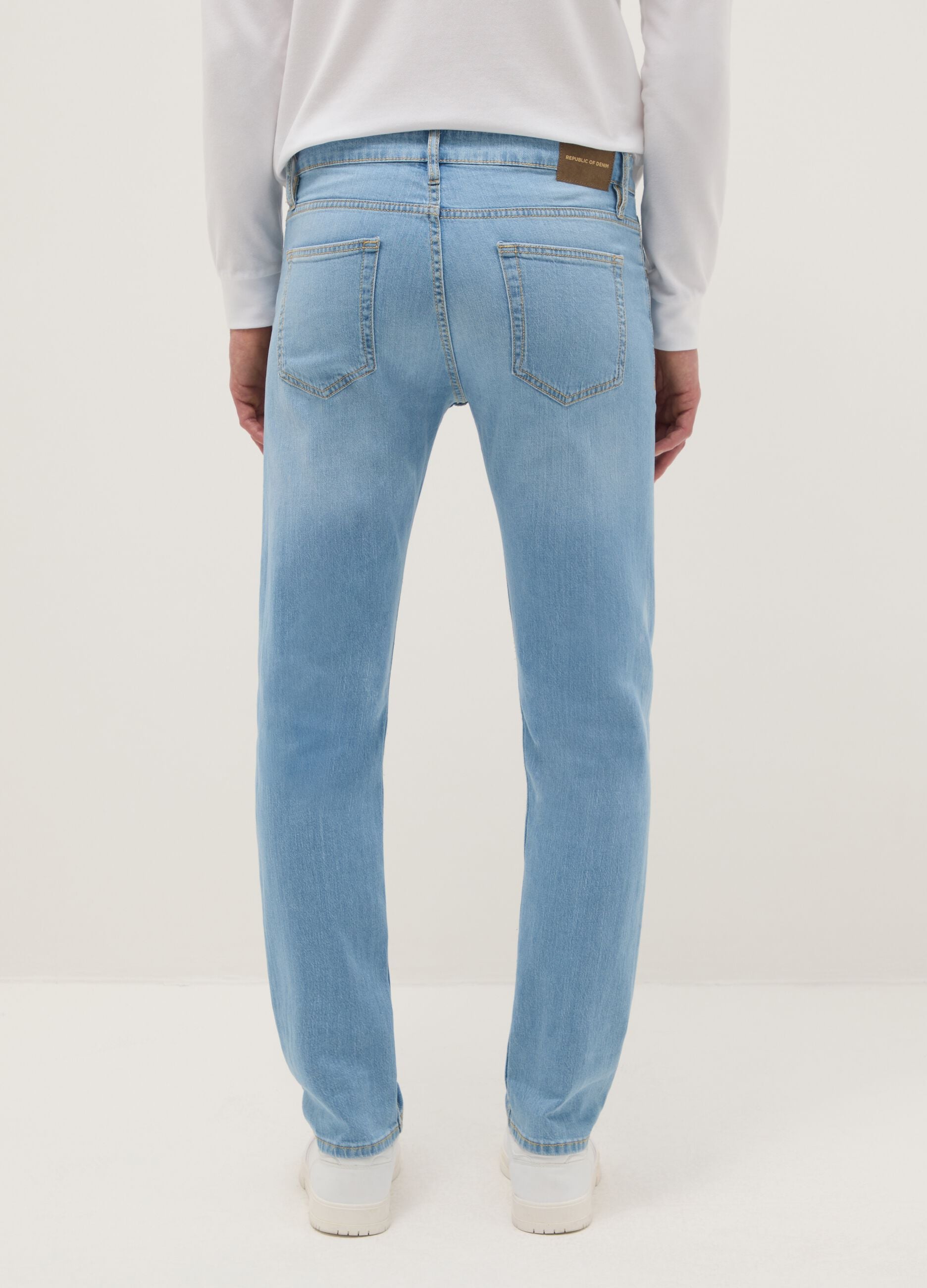 Light blue stretch cotton slim fit jeans