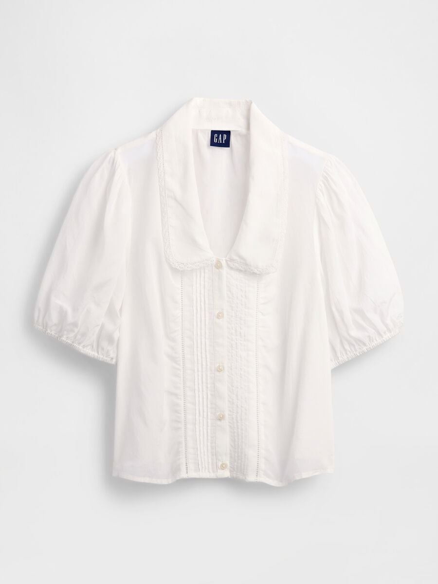 White blouse with short puff sleeves_4