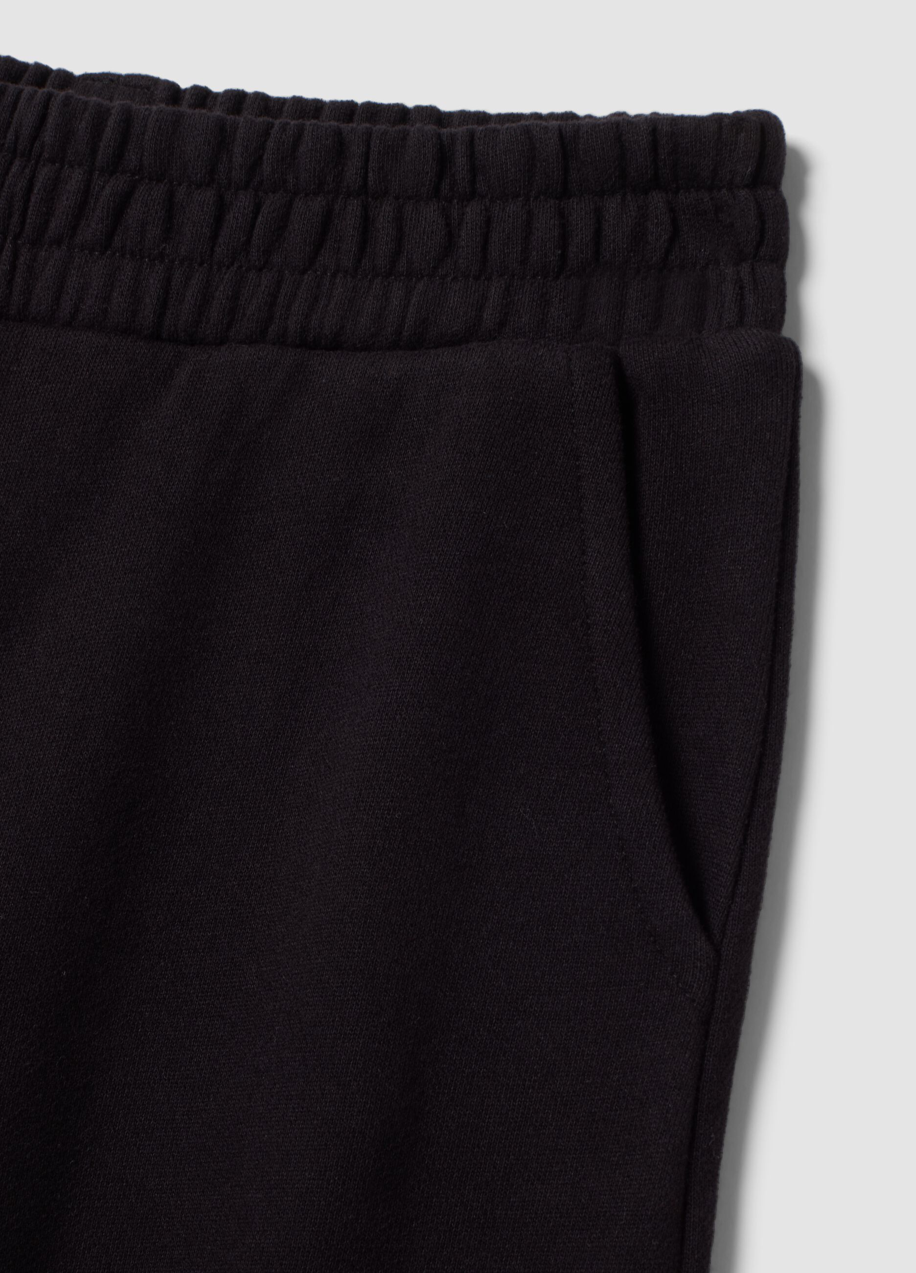 Black wide-leg trousers in pure cotton