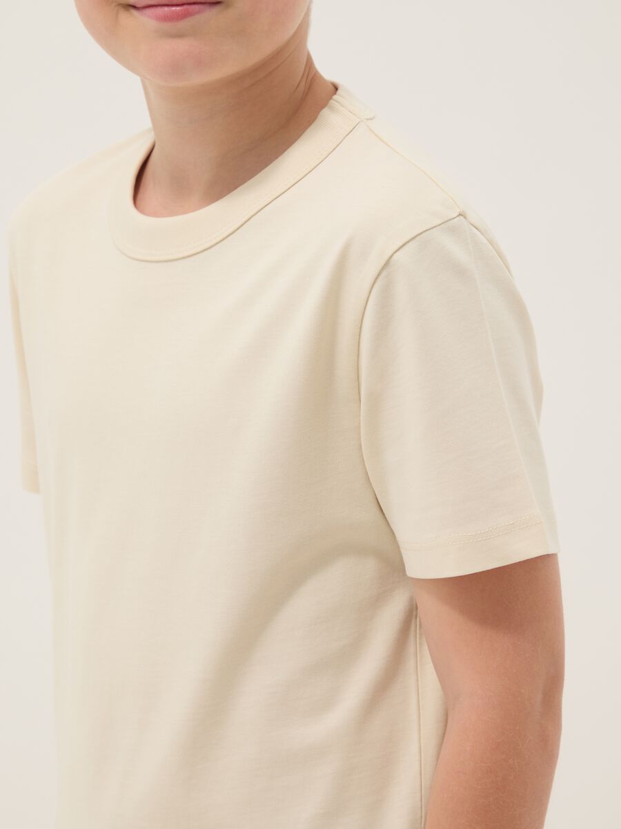 T-shirt in puro cotone beige da ragazzo regular fit_2