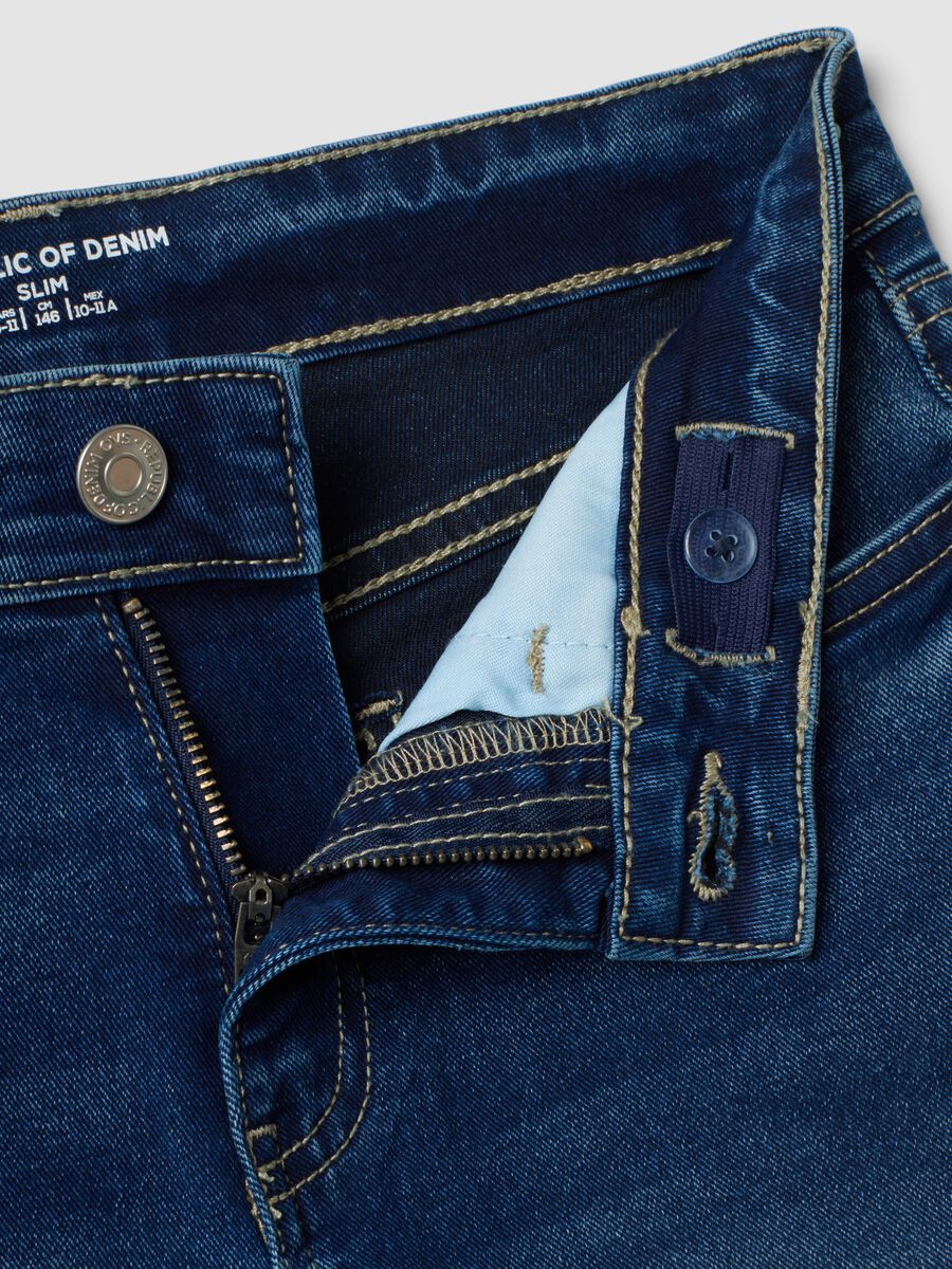 Boys' blue slim-fit stretch cotton jeans_2