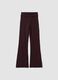 Brown ribbed pure cotton flared leggings_0