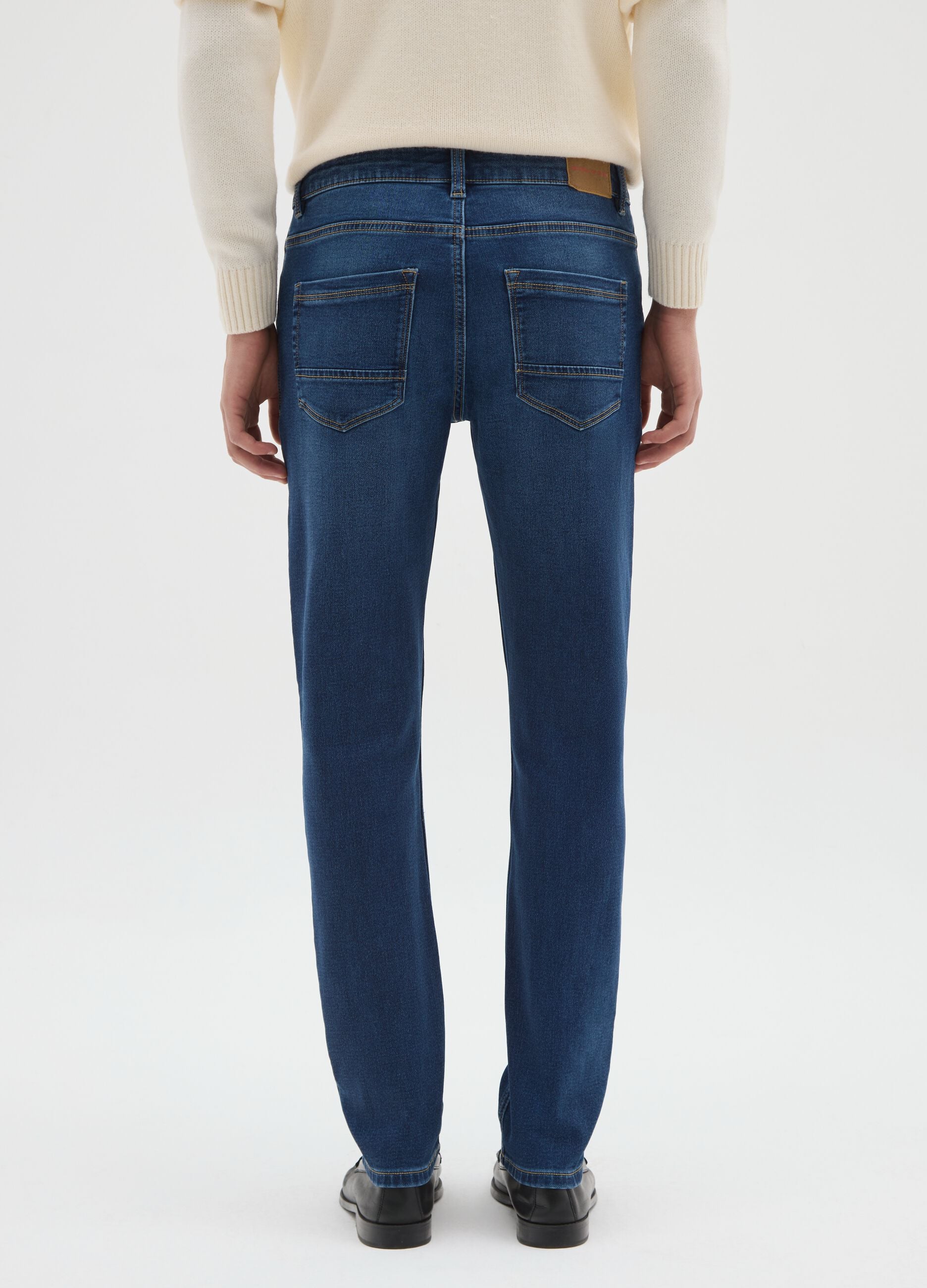 Blue denim jeans in cotton blend skinny fit