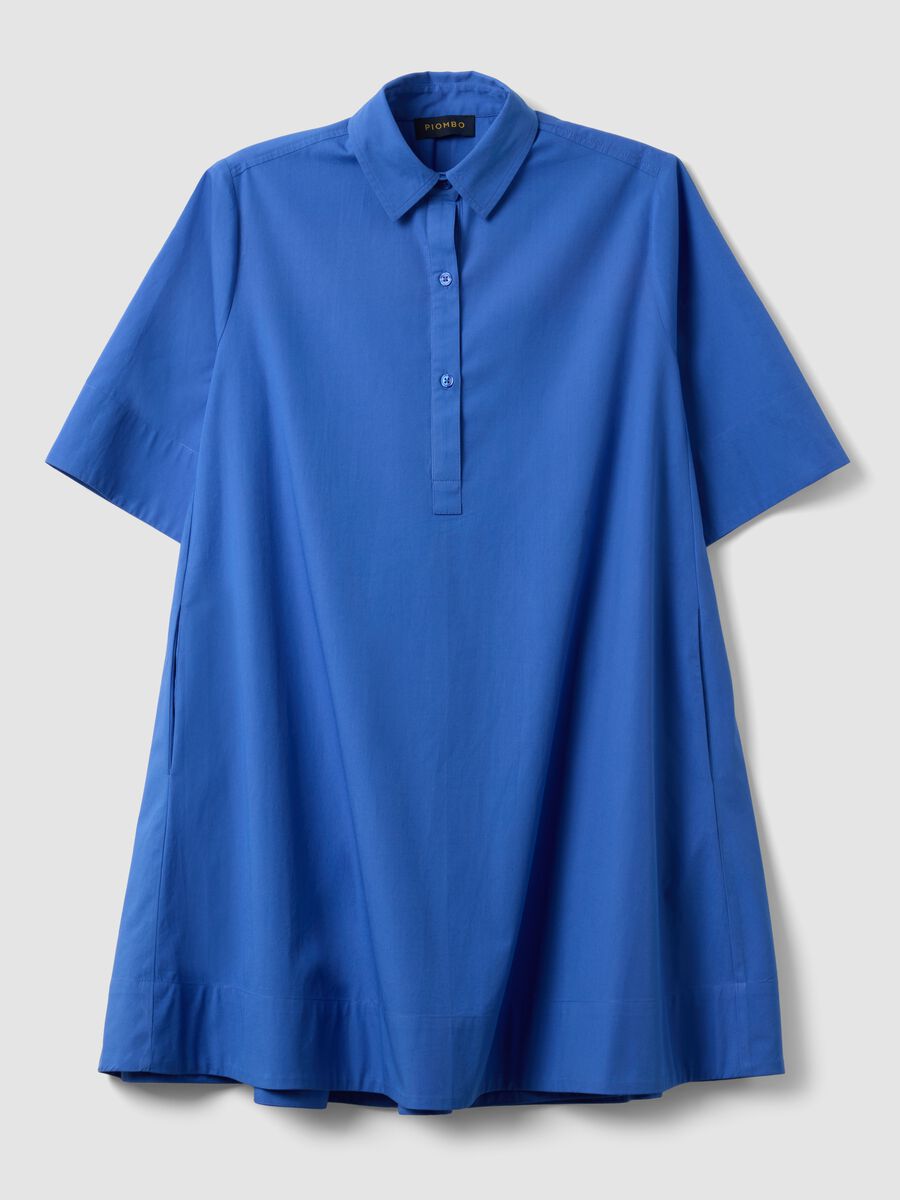 Blue pure cotton shirt dress_4