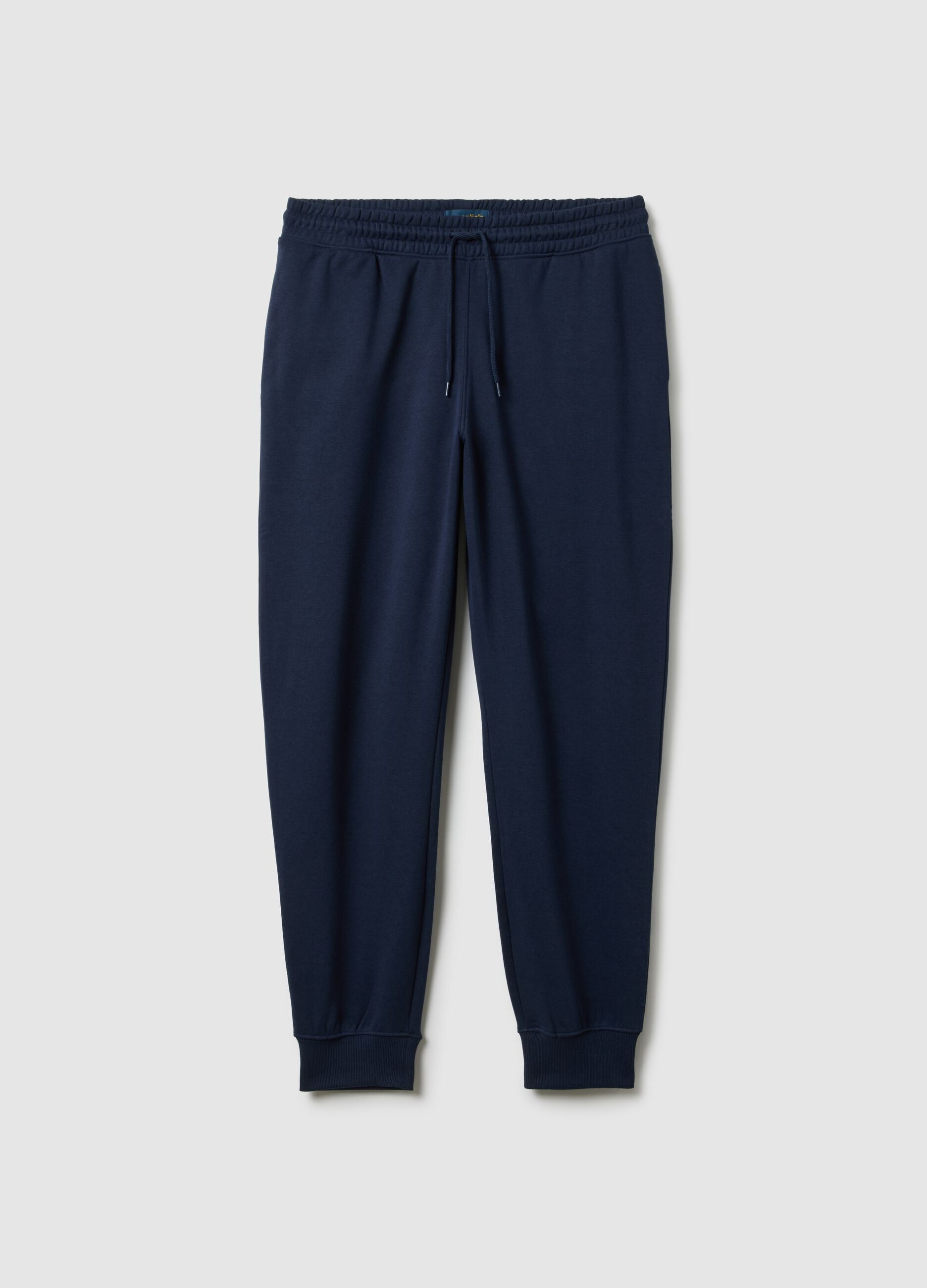 Blue cotton blend jogger trousers with regular fit