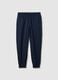 Blue cotton blend jogger trousers with regular fit_4