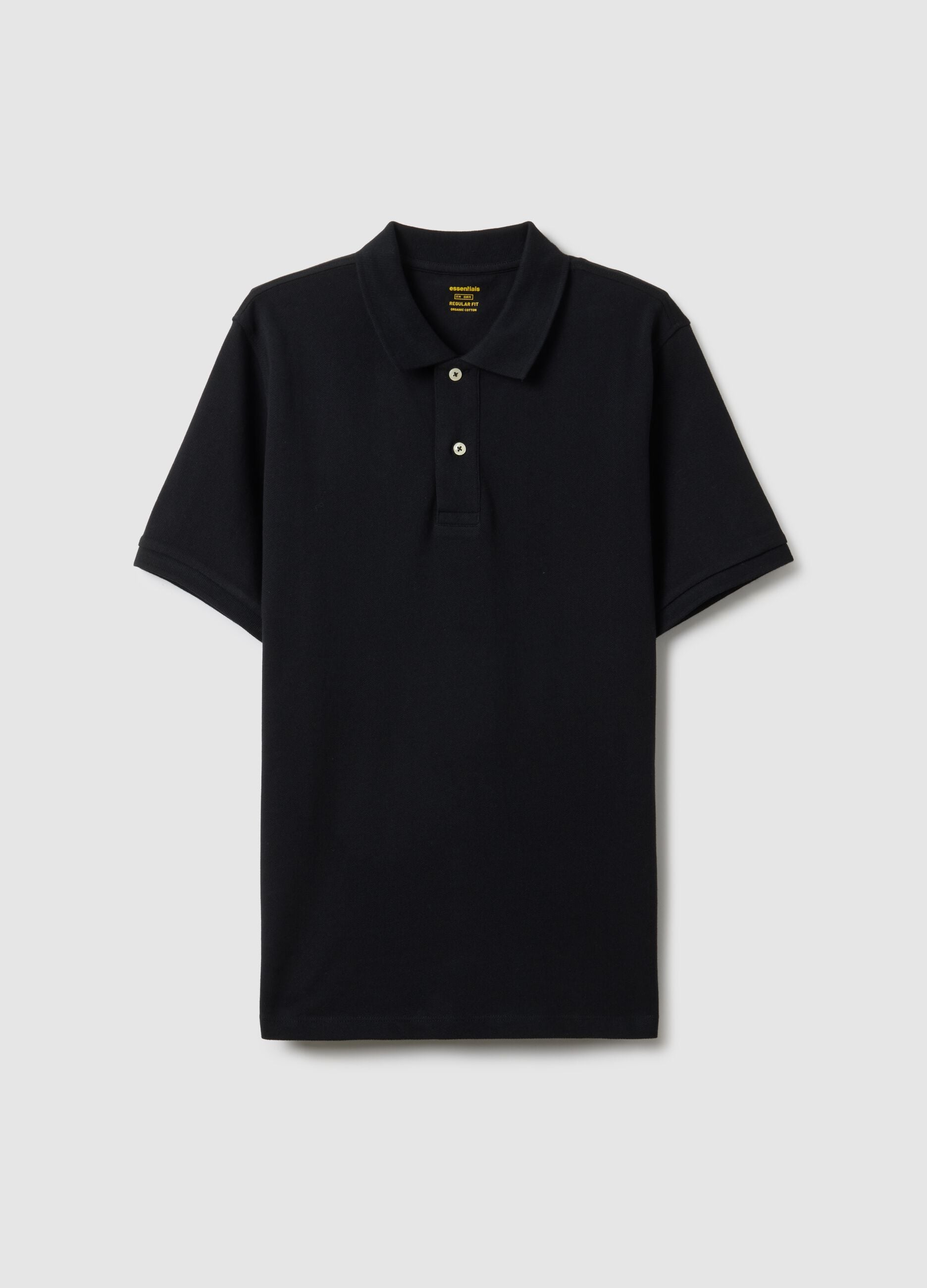Black pure cotton polo shirt, regular fit