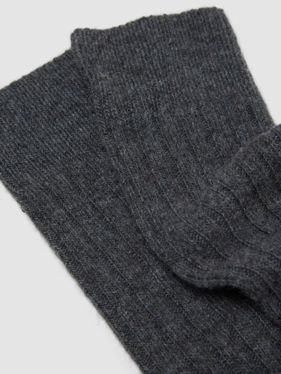 Calze grigie lunghe in lana, viscosa e cashmere elasticizzato_2