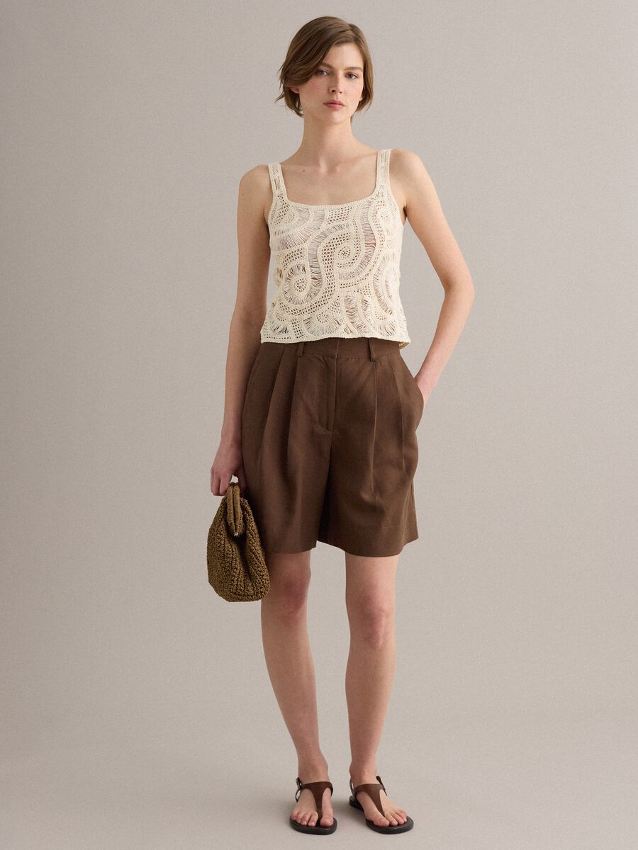 Tank top beige in misto cotone crochet regular fit_1