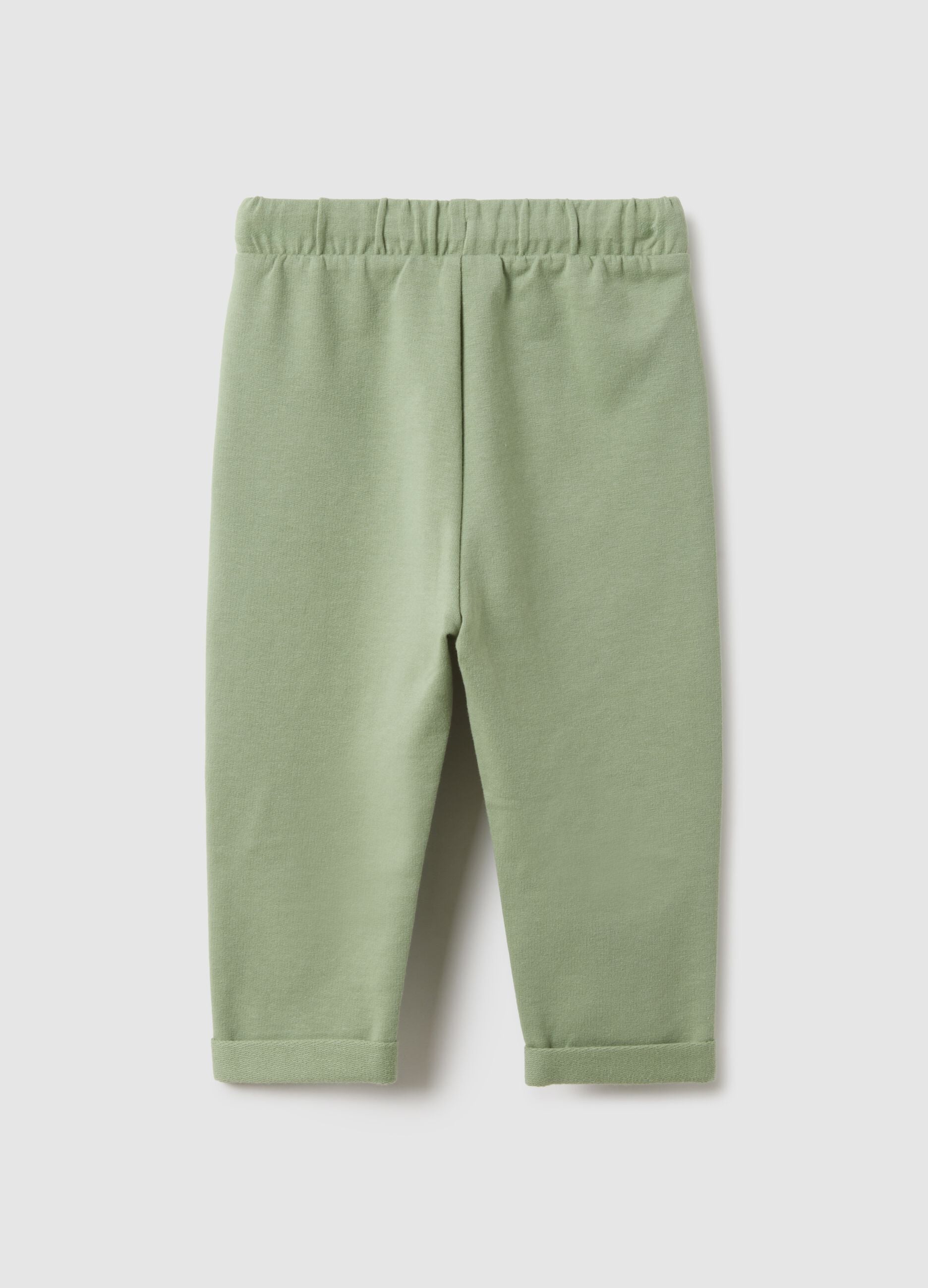 Girls' green slim fit stretch cotton trousers