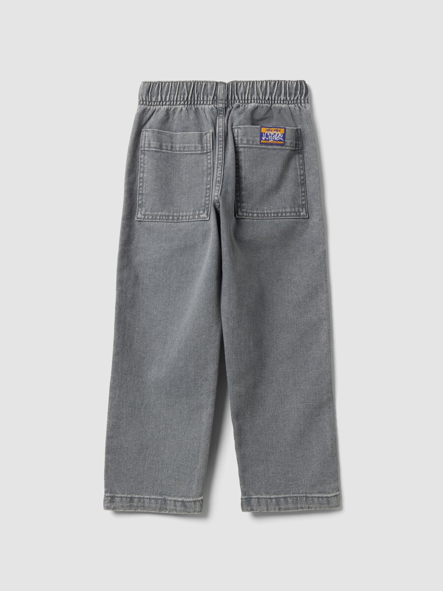 Grey pure cotton jogger jeans with elasticated waist, relaxed fit for boys_1