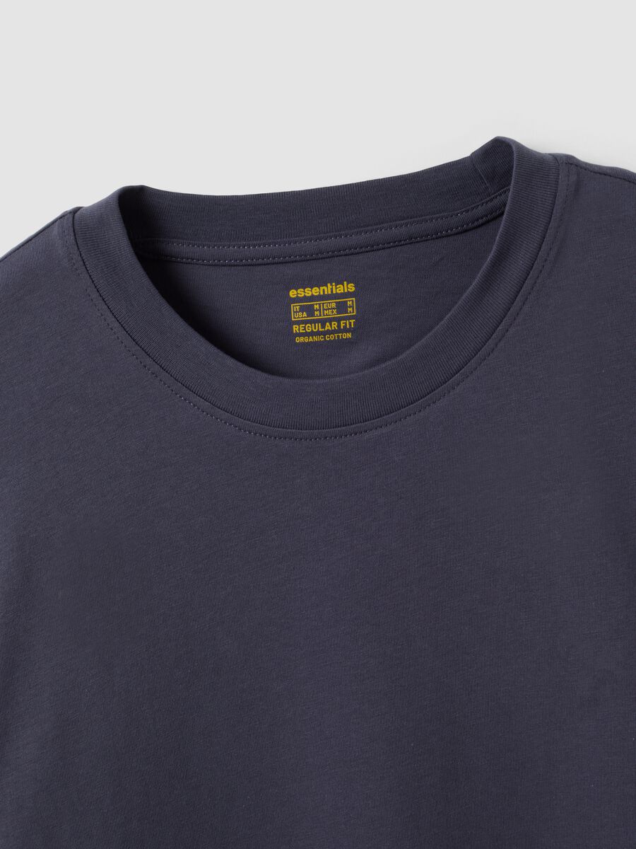 Grey long-sleeve crew-neck T-shirt in pure organic cotton_1