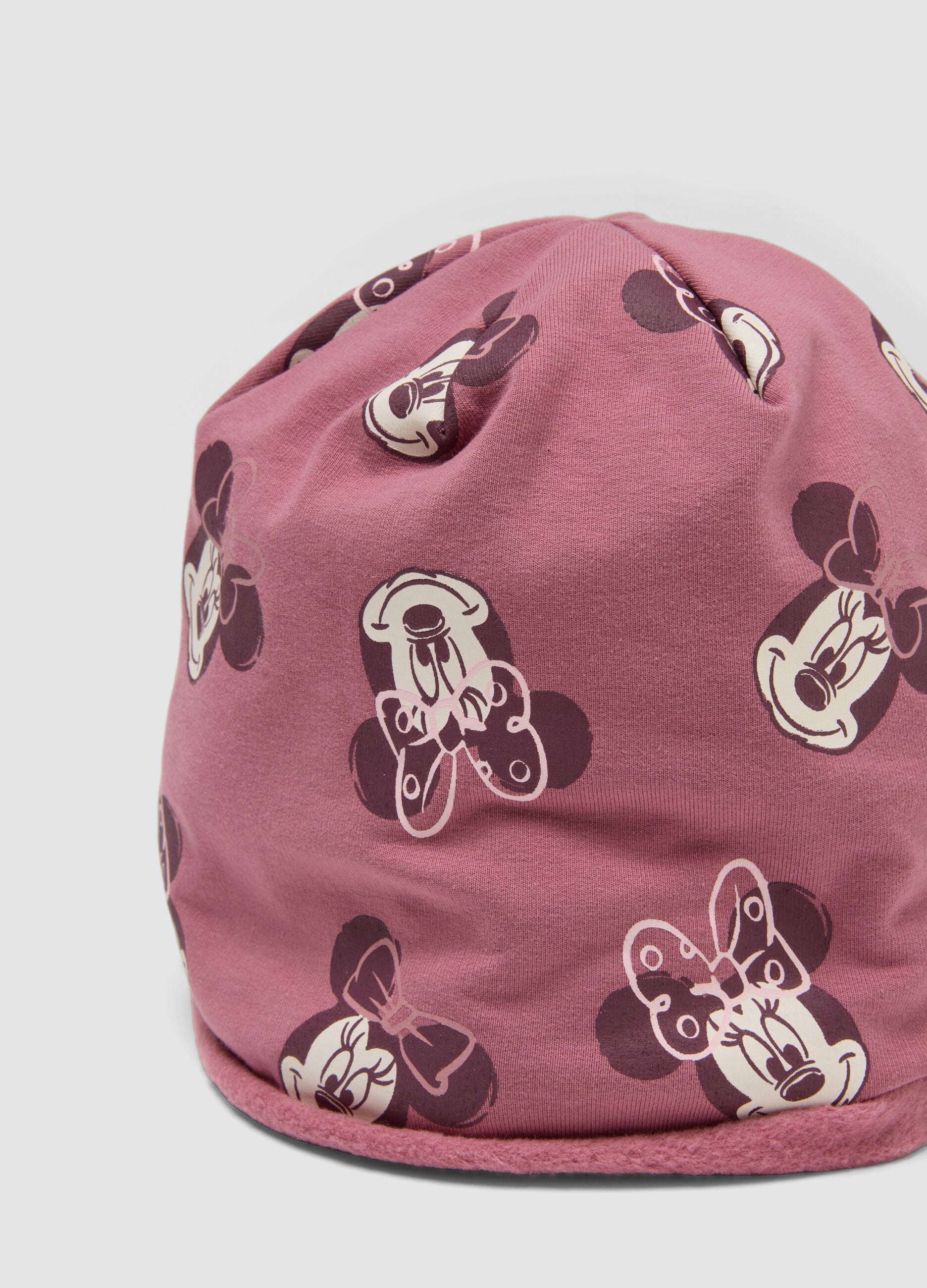Pink stretchy organic cotton Minnie print hat for girls