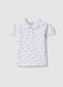 Girls' pure cotton white polo with floral pattern, regular fit_0