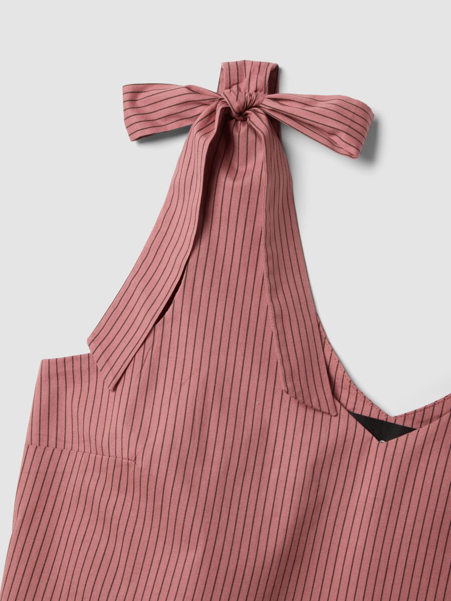 Pink stretch-cotton blouse with tie shoulder straps_5