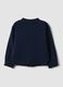 Blue pure cotton sweatshirt with crew neck, zip and teddy bear detail for baby girl_1