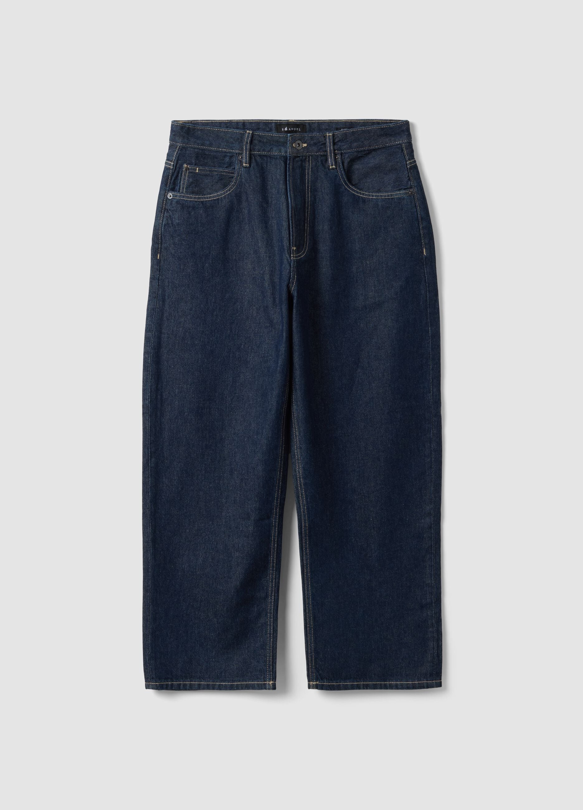 Blue denim jeans in pure cotton, baggy fit