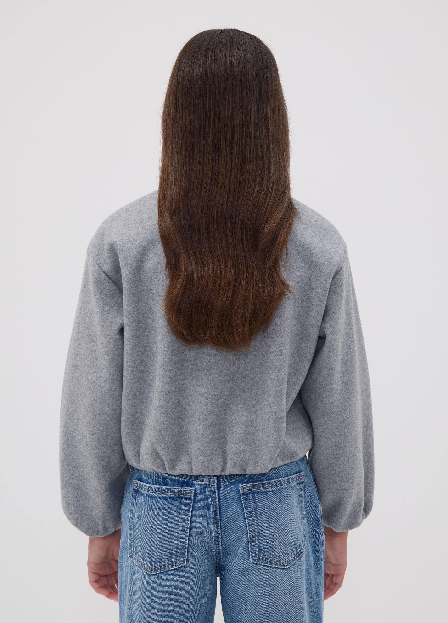 Girls&rsquo; grey regular-fit zip-up jacket