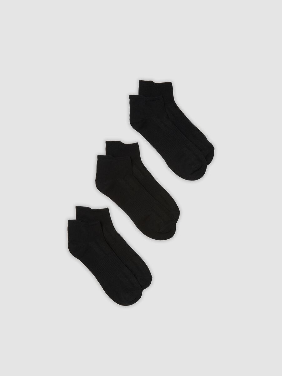 3-pack of black ankle sports socks in organic cotton blend_0