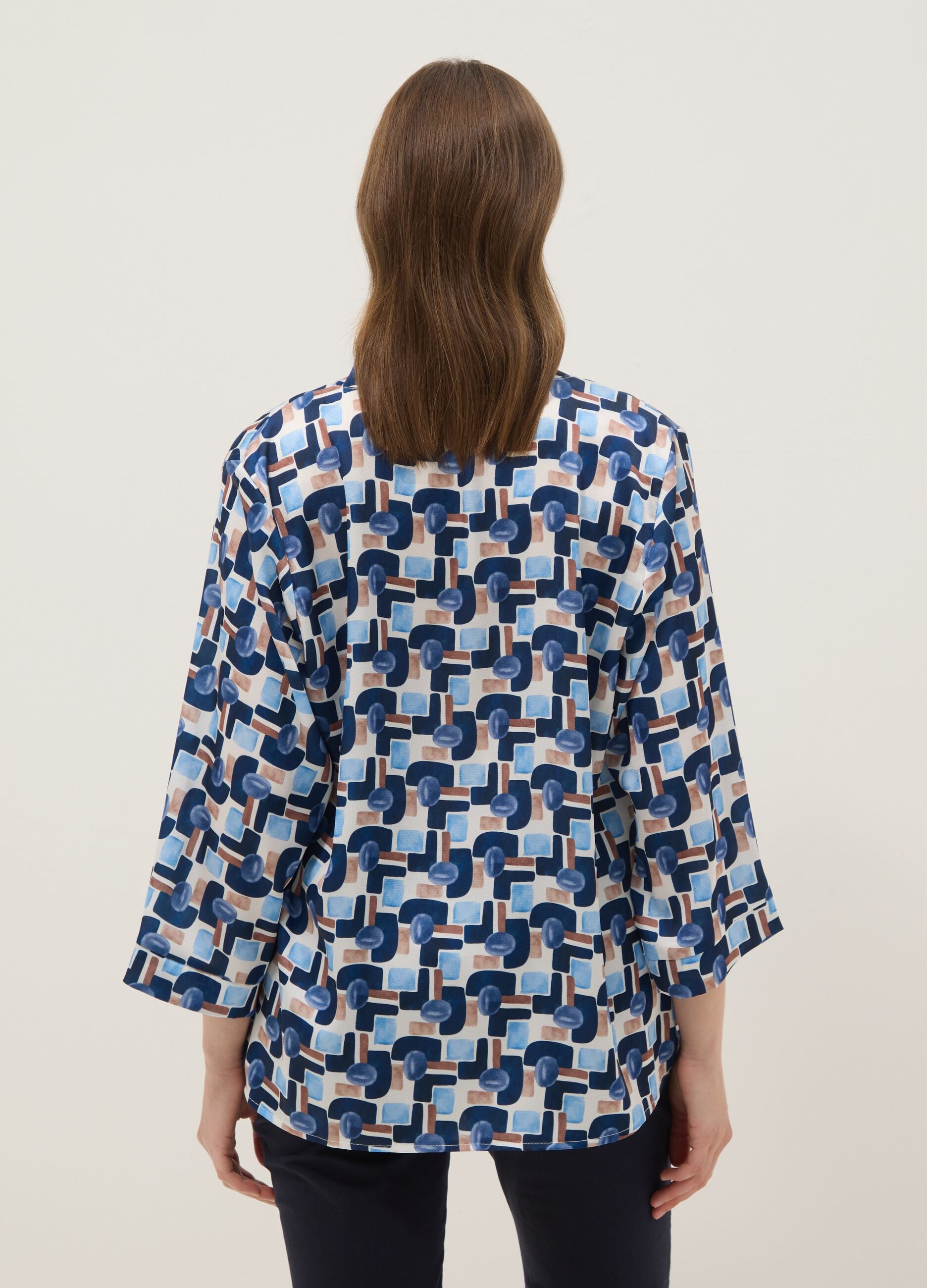 Regular-fit multicolour print blouse