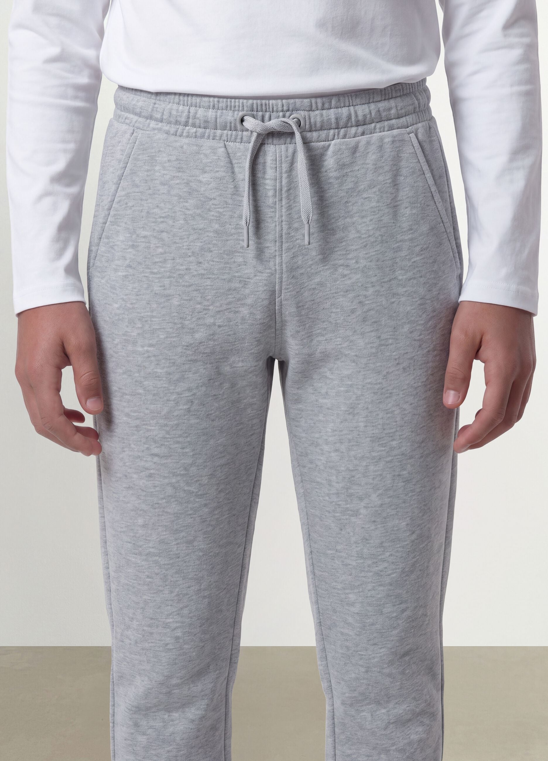 Grey joggers in pure organic cotton with drawstring for boys