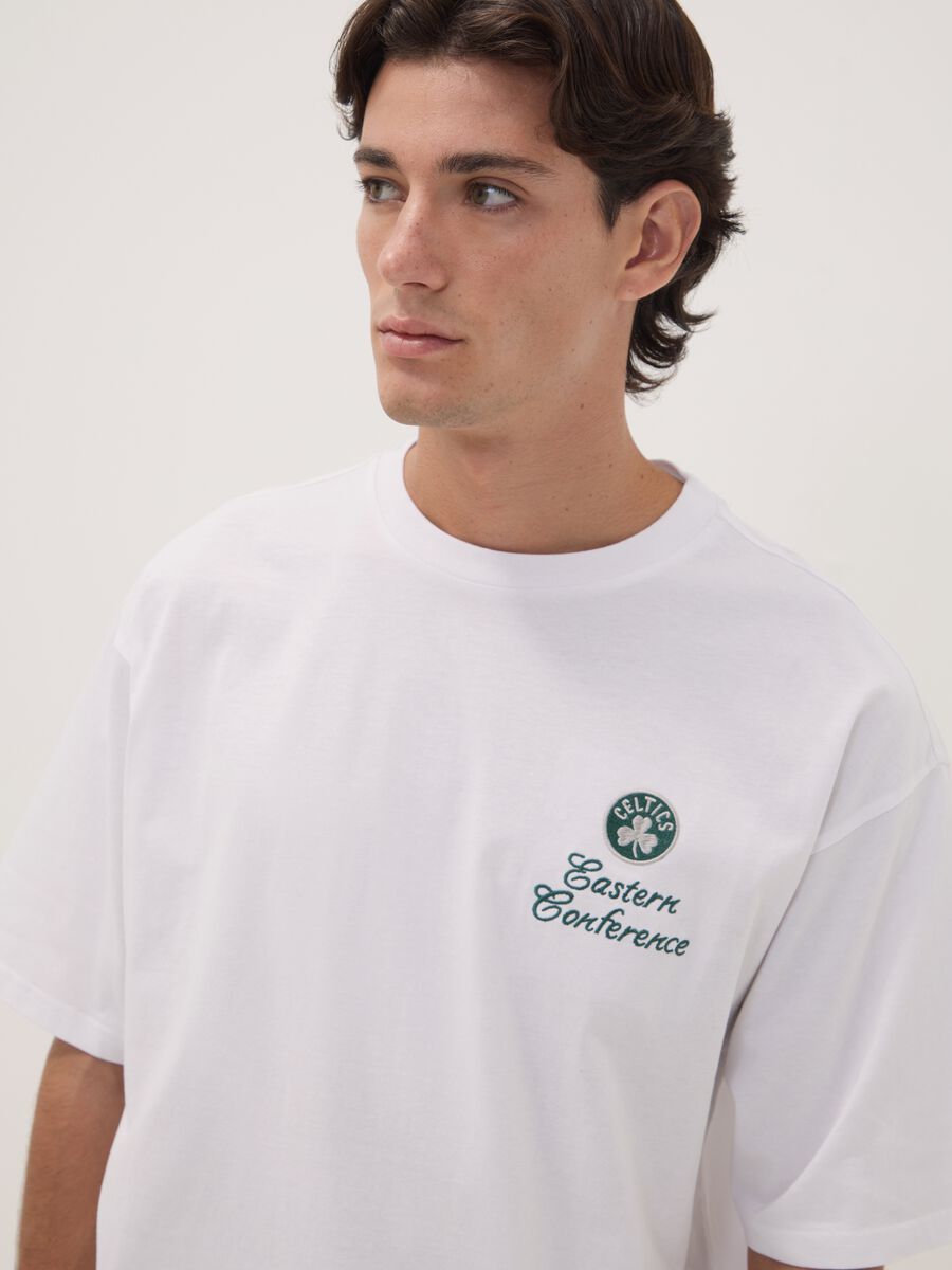 White pure cotton T-shirt with Celtics print_0