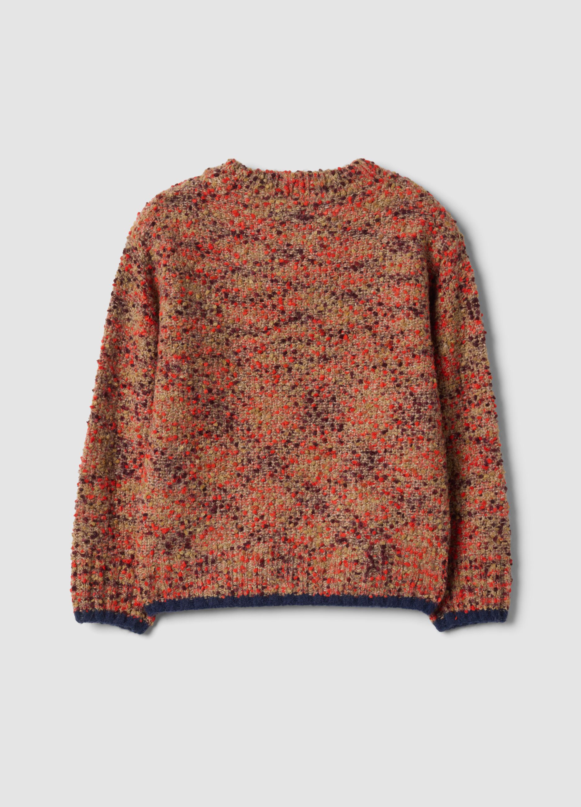 Multicoloured crew-neck jumper in wool and alpaca blend