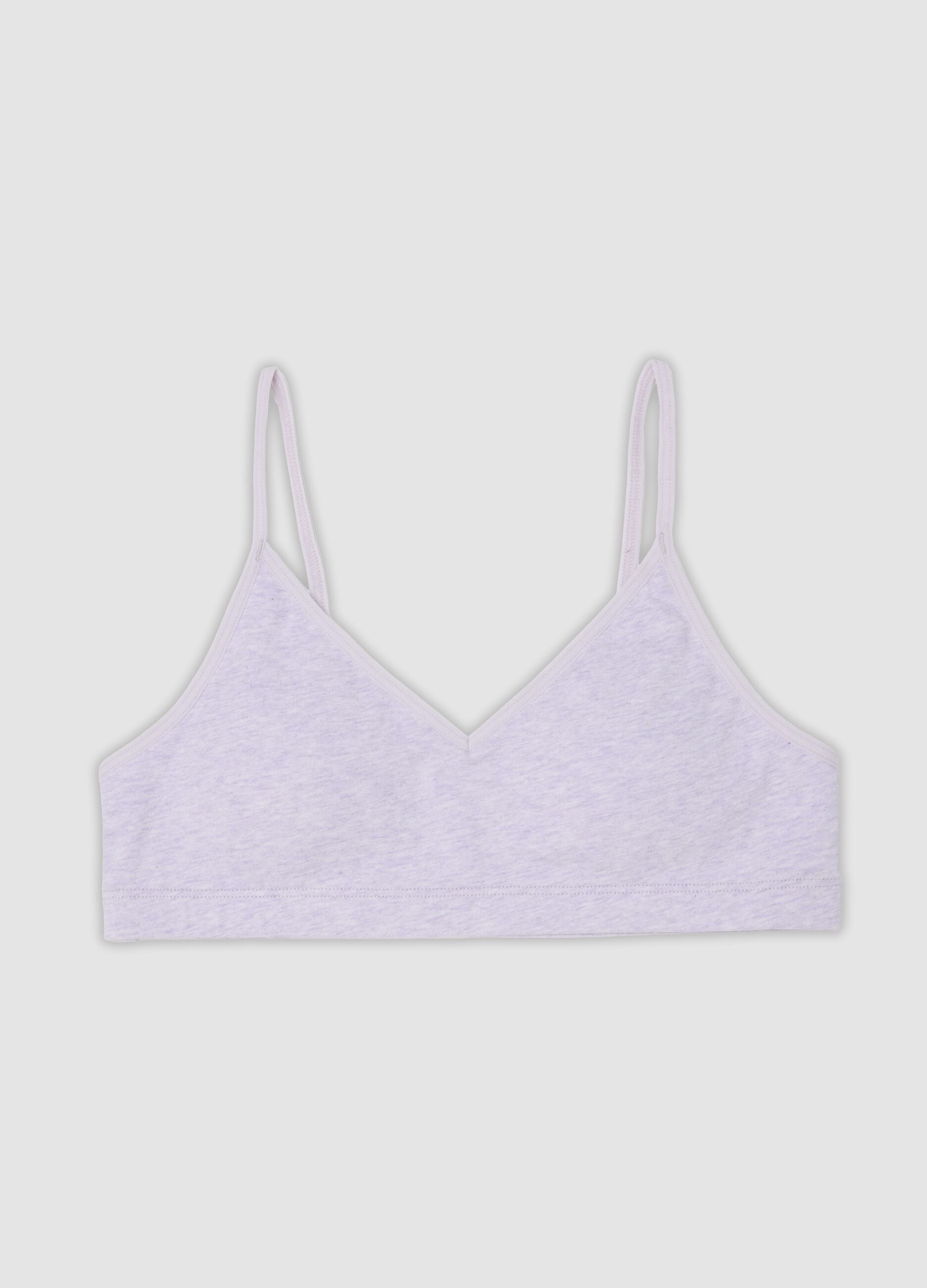 Purple organic cotton bra with thin straps for girls
