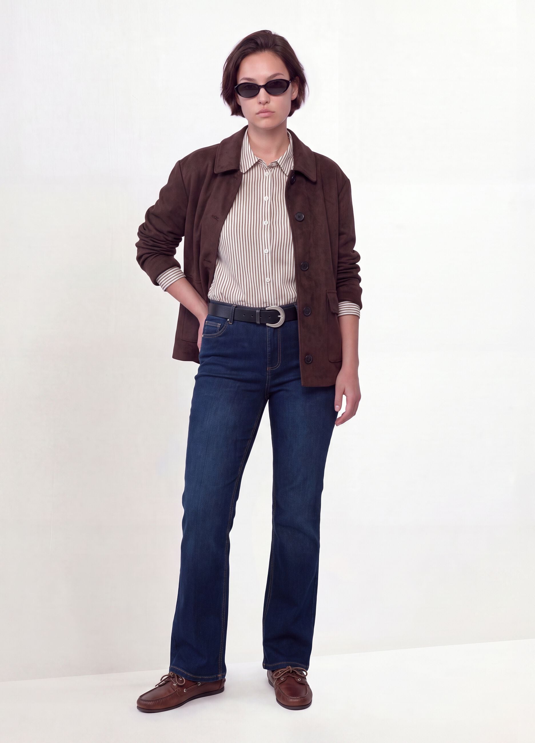 Brown regular-fit jacket with buttons