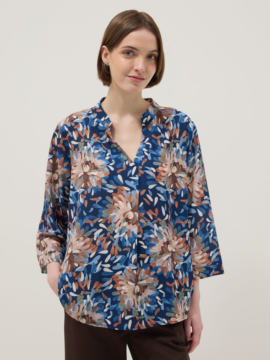 Multicolour long-sleeve top with floral pattern, regular fit_0