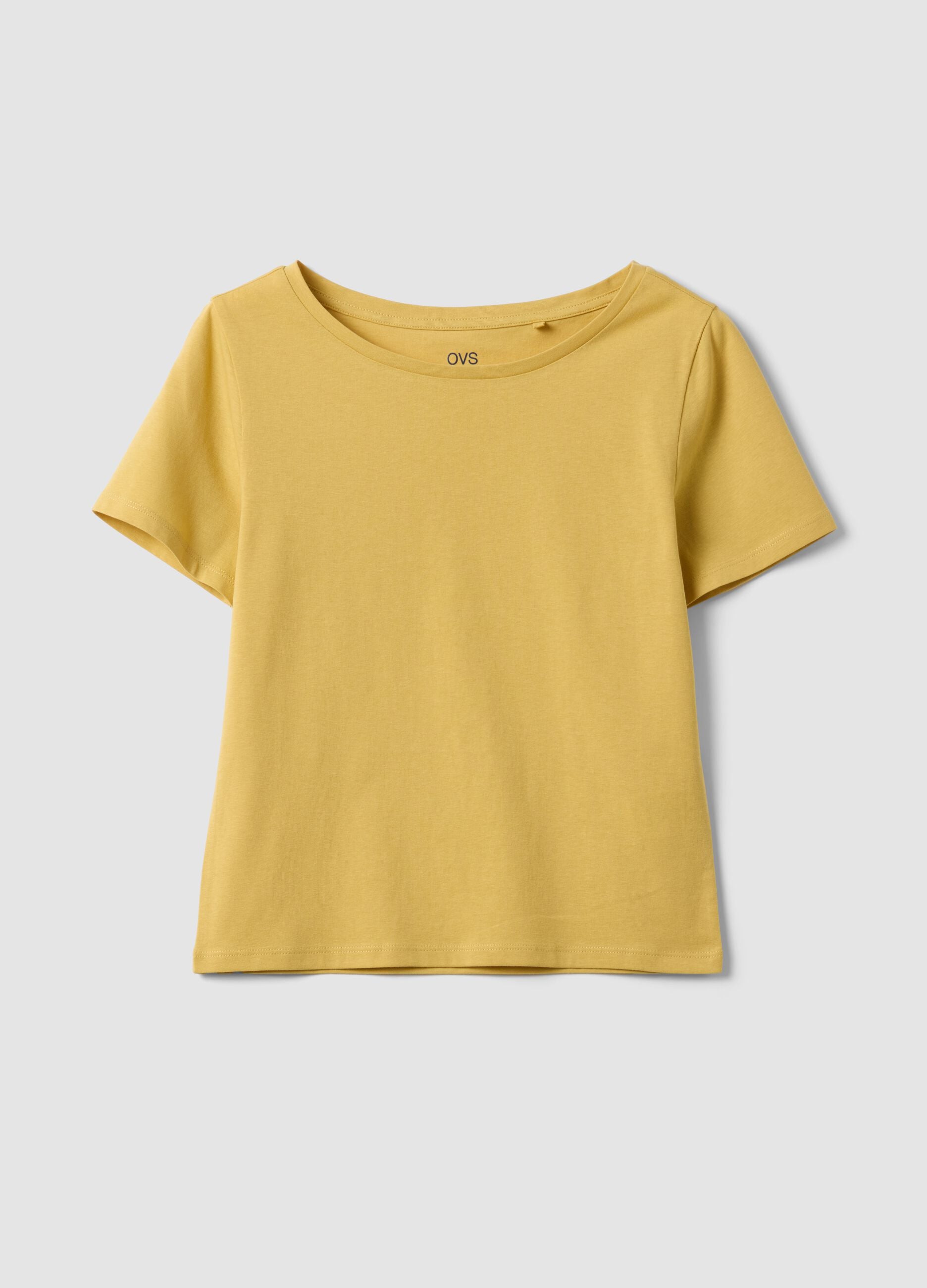 Yellow pure cotton short-sleeve T-shirt