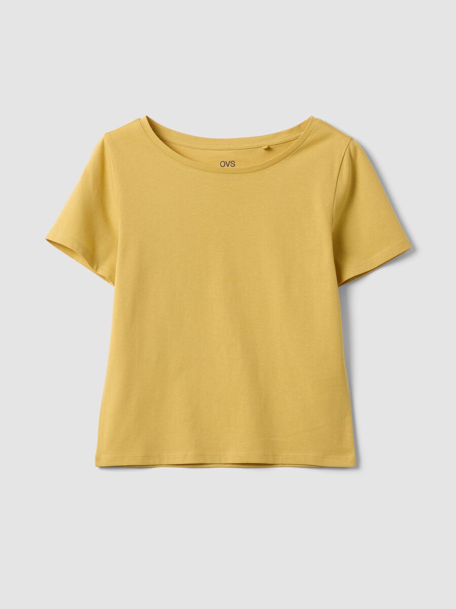 Yellow pure cotton short-sleeve T-shirt_4