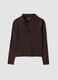 Brown viscose-blend polo-collar jumper, regular fit_4