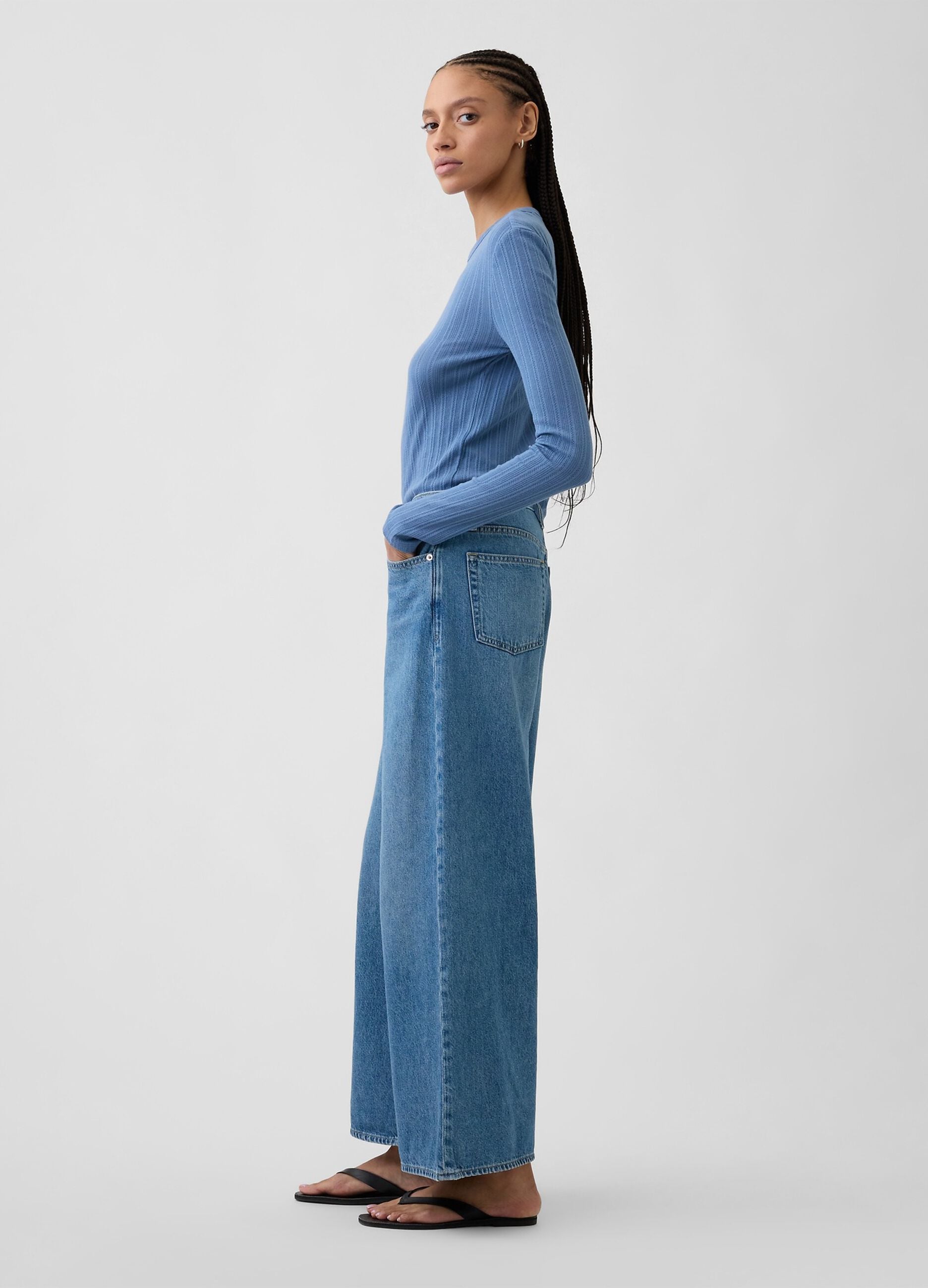 Pure cotton wide-leg jeans
