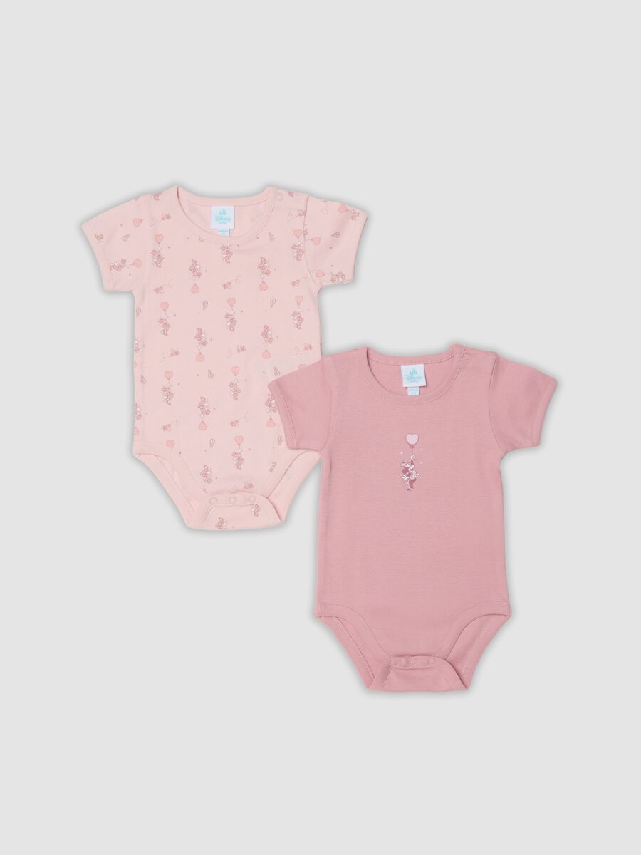 2-pack pink organic cotton Minnie print bodysuits for baby girl_0
