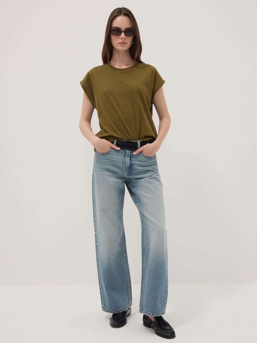 Green pure cotton regular-fit short-sleeve T-shirt_2