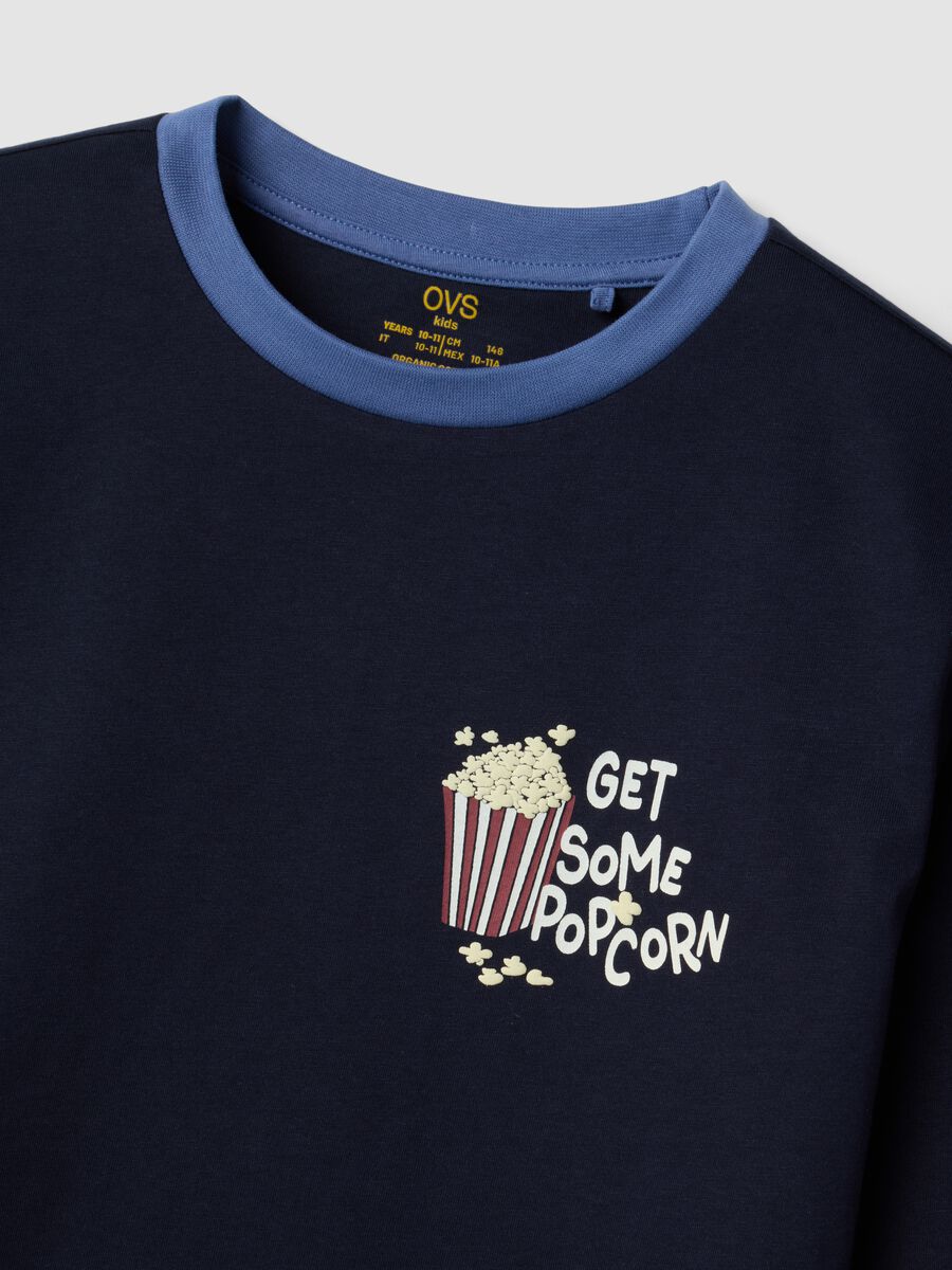 Blue pure organic cotton crew-neck pyjamas, regular fit_2