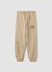 Beige pure cotton comfort-fit joggers for boys_0