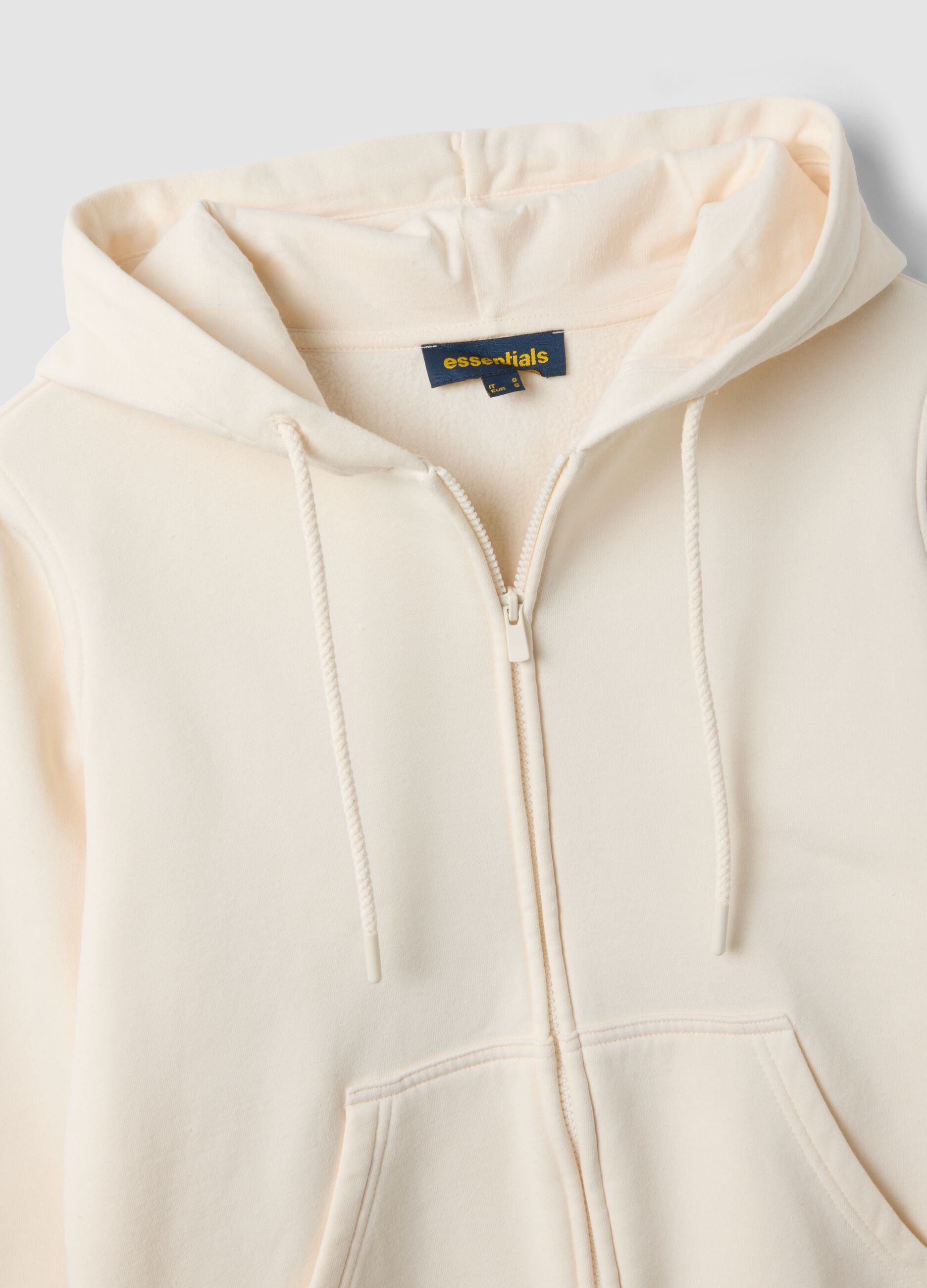 White cotton-blend regular-fit hoodie