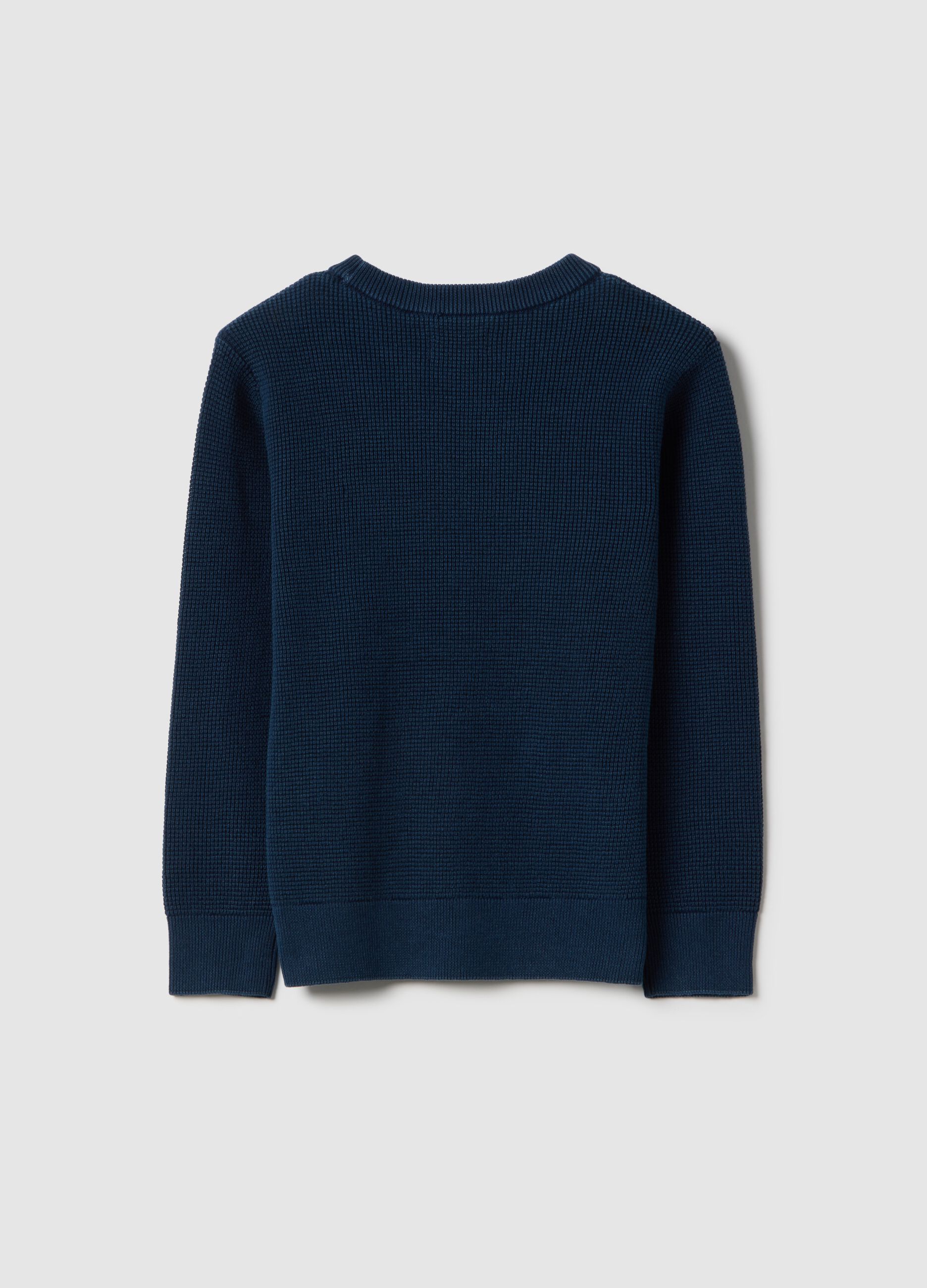 Children's regular fit blue crew neck pure cotton jumper