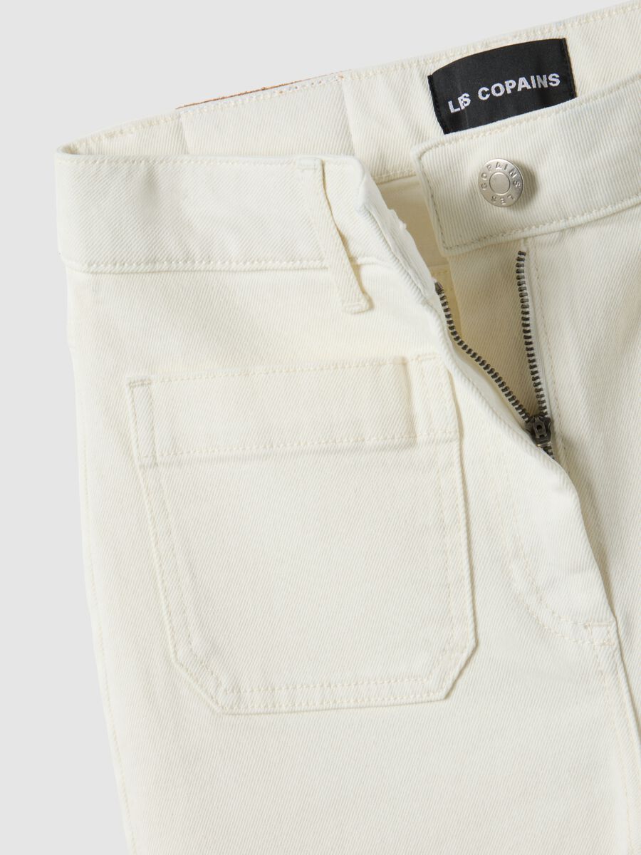 Pantaloni in cotone elasticizzato bianchi regular fit_5